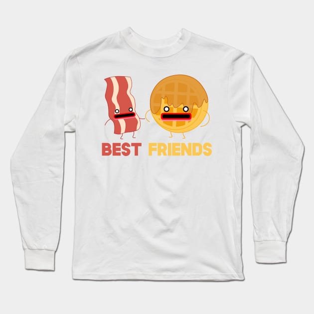 Bacon and Waffles Best Friends Matching Couple Long Sleeve T-Shirt by SusurrationStudio